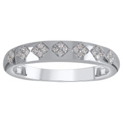 TJD 0.10 Carat Brilliante Cut Diamond 14 Karat White Gold Stackable Band Ring