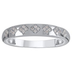 TJD 0.10 Carat Brilliant Cut Diamond 14 Karat White Gold Stackable Band Ring