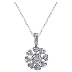 TJD 0.10 Carat Brilliante Diamond 14KT Gold Heart Cluster Flower Pendentif