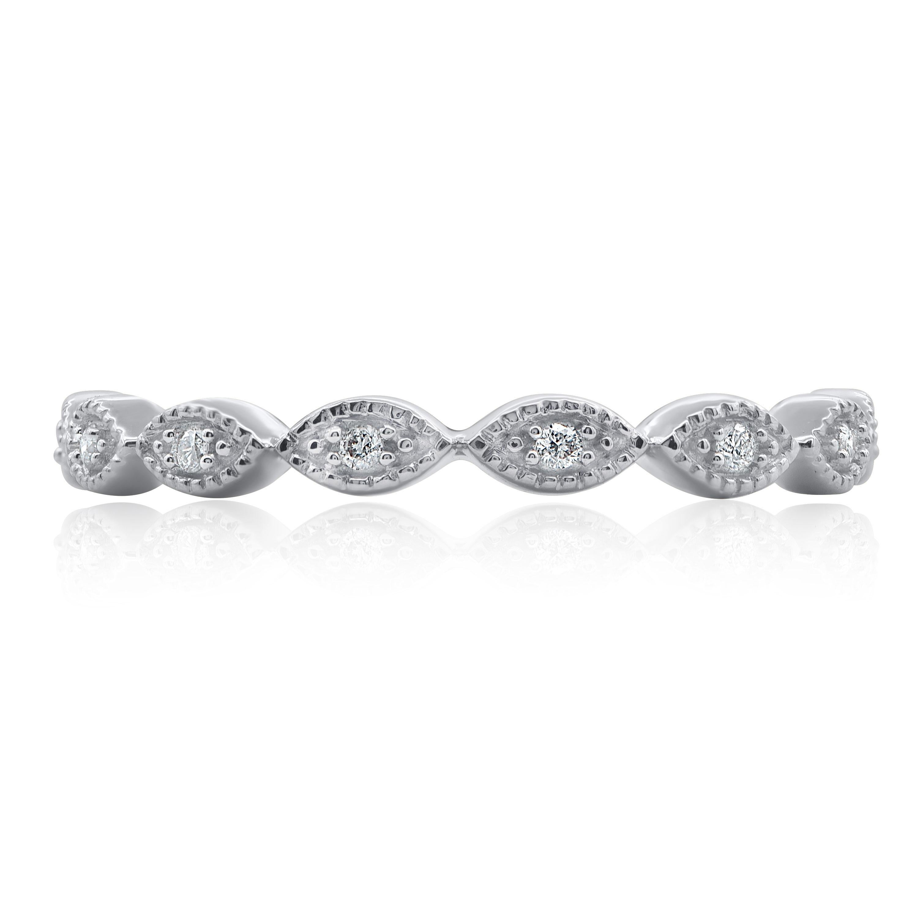 Honor the women you love with this eternity wedding band is expertly crafted in 14 Karat White Gold and features 13 brilliant cut round diamond set in pave setting. This eternity band has high polish finish and is a valuable addition to any jewelry