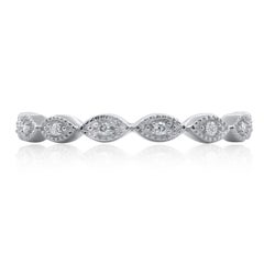 TJD 0.10 Carat Brilliant Cut Diamond Eternity Band Ring in 14 Karat White Gold