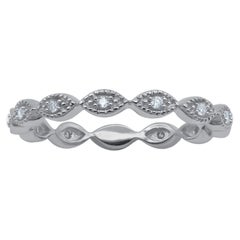 TJD 0.10 Carat Brilliant Cut Diamond Eternity Band Ring in 14 Karat White Gold