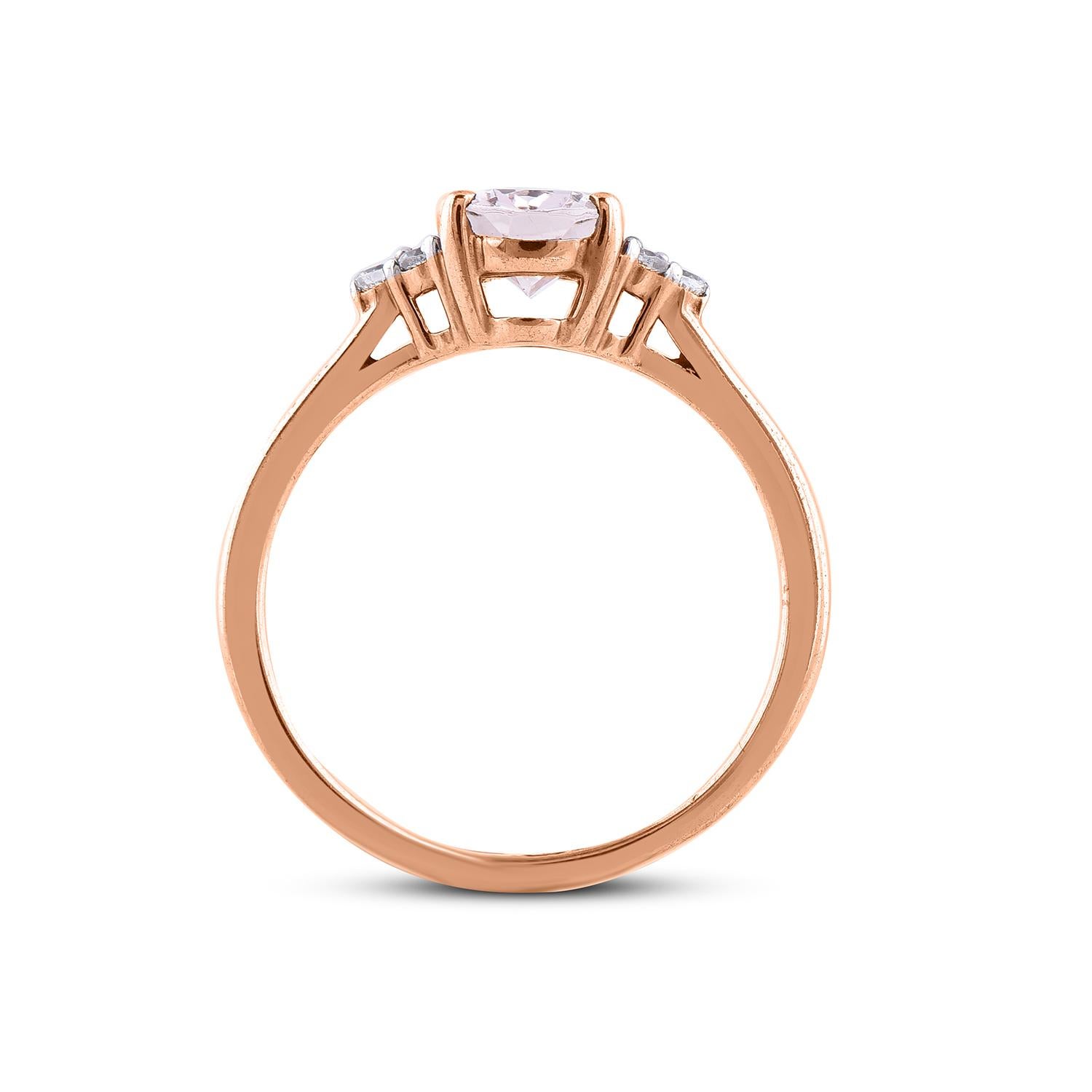 TJD 0,10 Karat Diamant und Morganit im Ovalschliff 14 Karat Roségold Ring Damen im Angebot