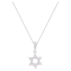TJD 0.10 Carat Diamond Star Pendant Necklace in 14K Gold