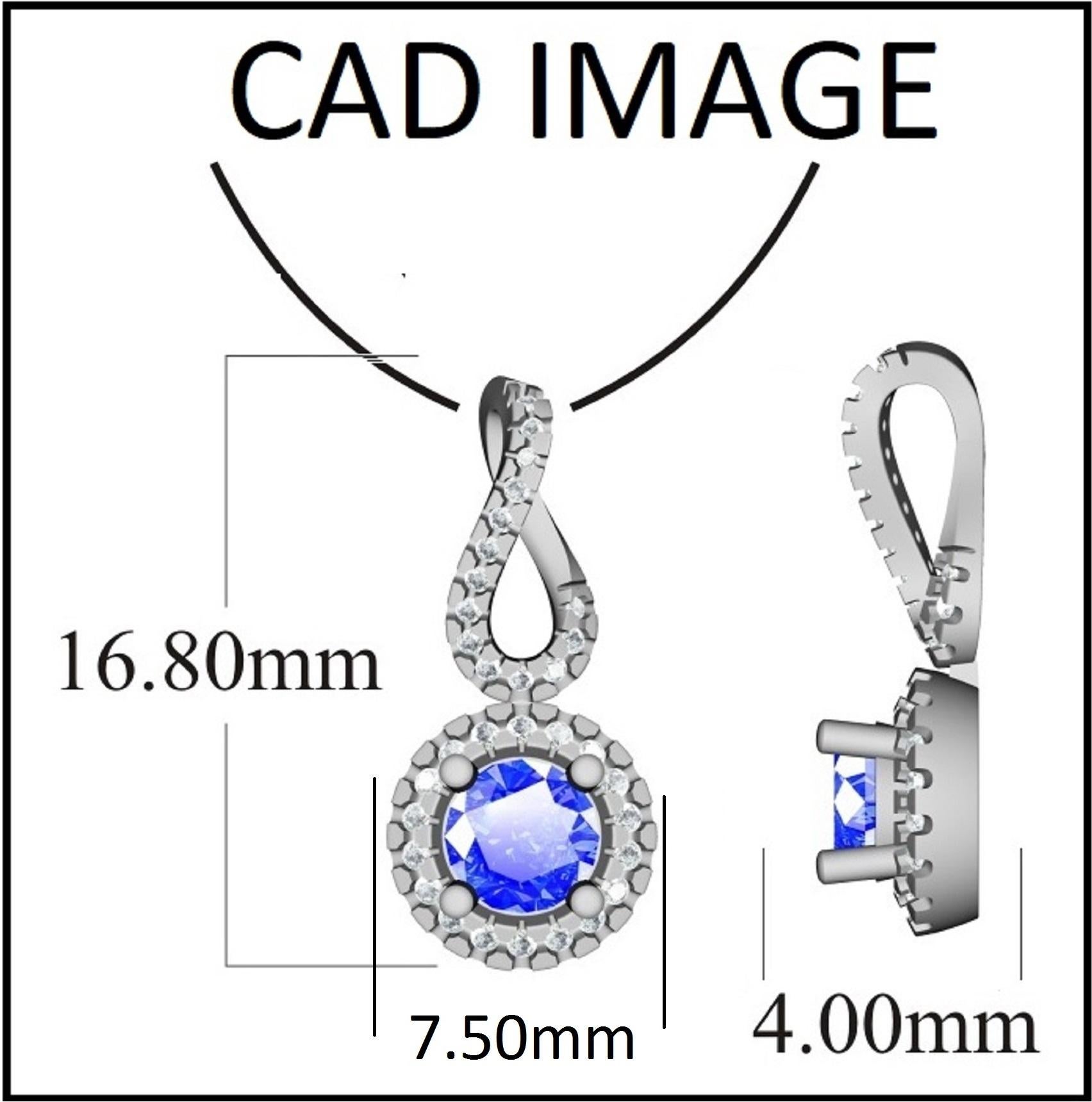 Don’t you want to take on the town with your sparkle? Make heads turn with this diamond and gemstone pendant. The pendant is crafted from 14 karat gold in your choice of white, rose, or yellow, and features Round 32 white and 2 blue sapphire,