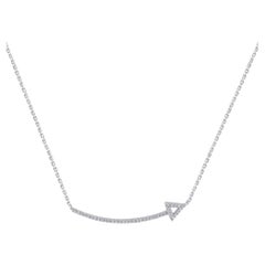 TJD 0.10 Carat Natural Diamond 14 Karat White Gold Arrow Pendant Necklace