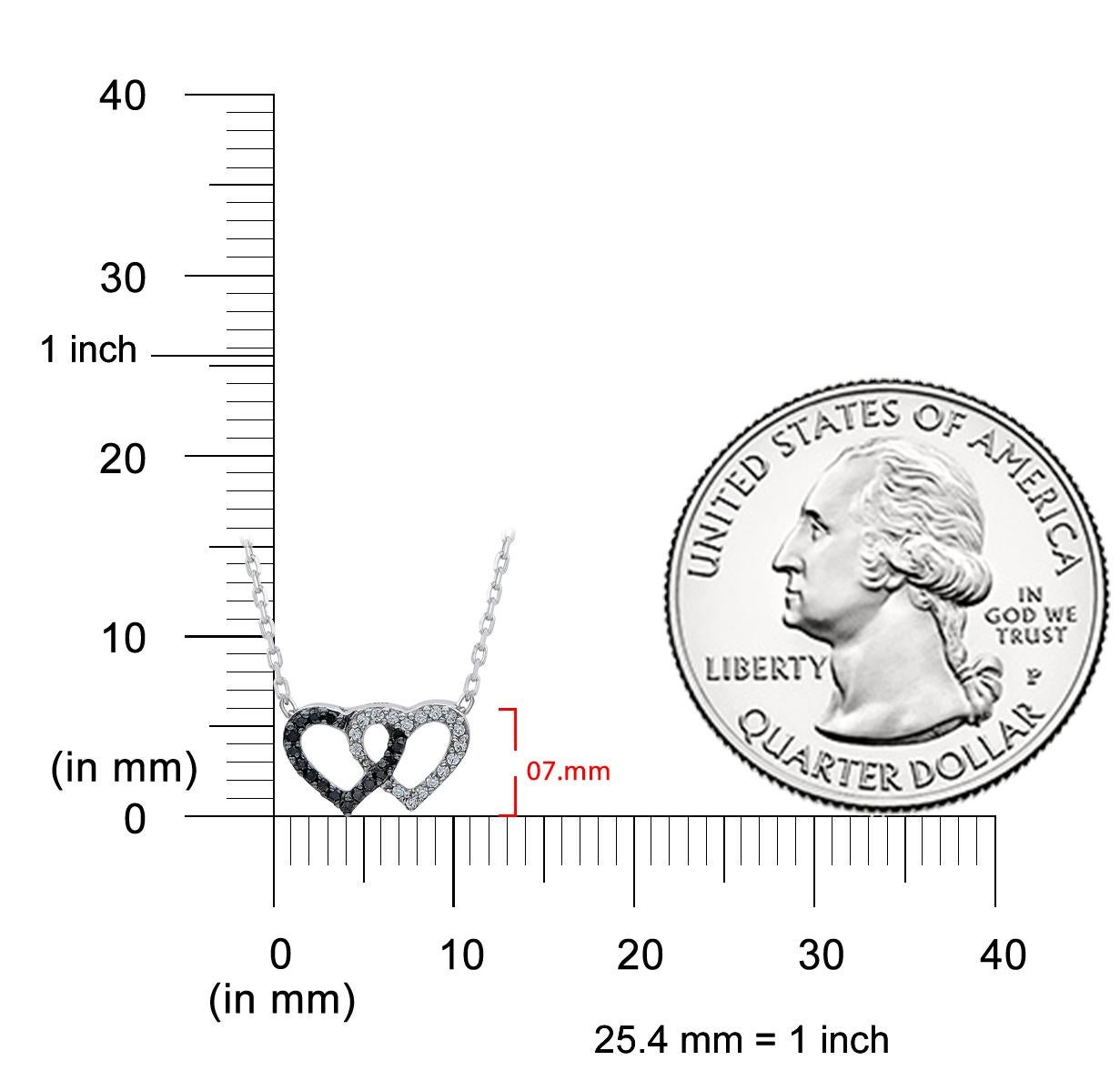 TJD 0,10 Karat natürlicher Diamant 14 Karat Weißgold ineinandergreifende Herz-Halskette (Rundschliff) im Angebot