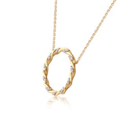 TJD 0.10 Carat Natural Diamond 14 Karat Yellow Gold Eternity Pendants Necklace