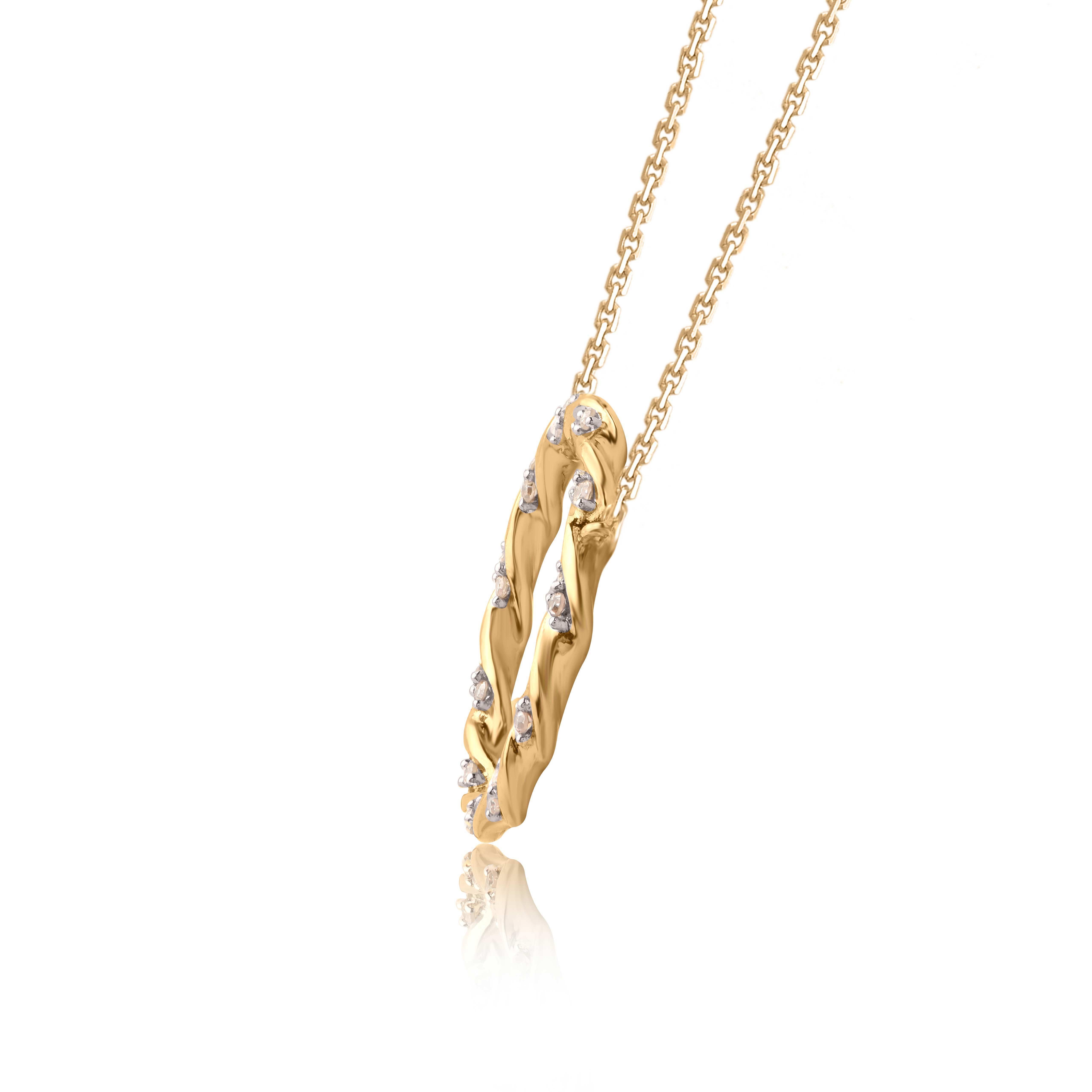 Round Cut TJD 0.10 Carat Natural Diamond 14 Karat Yellow Gold Eternity Pendants Necklace For Sale