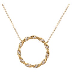 TJD 0.10 Carat Natural Diamond 14 Karat Yellow Gold Eternity Pendants Necklace