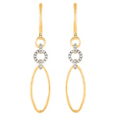 TJD 0.10 Carat Natural Diamond 14 Karat Yellow Gold Interlink Dangle Earrings