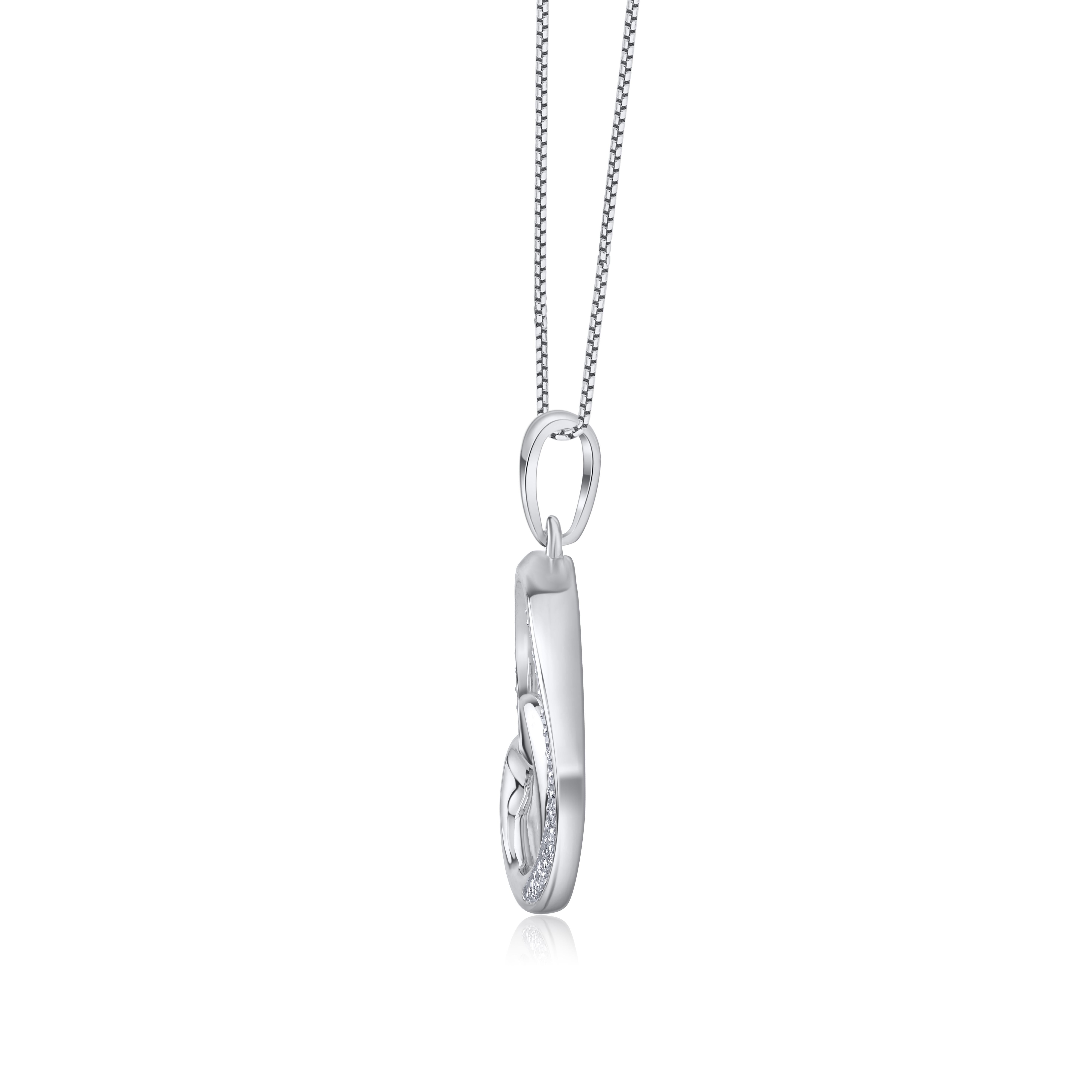 TJD 0,10 Karat natürlicher Diamant 14KT Weißgold Herz in Kreis-Anhänger Halskette (Zeitgenössisch) im Angebot