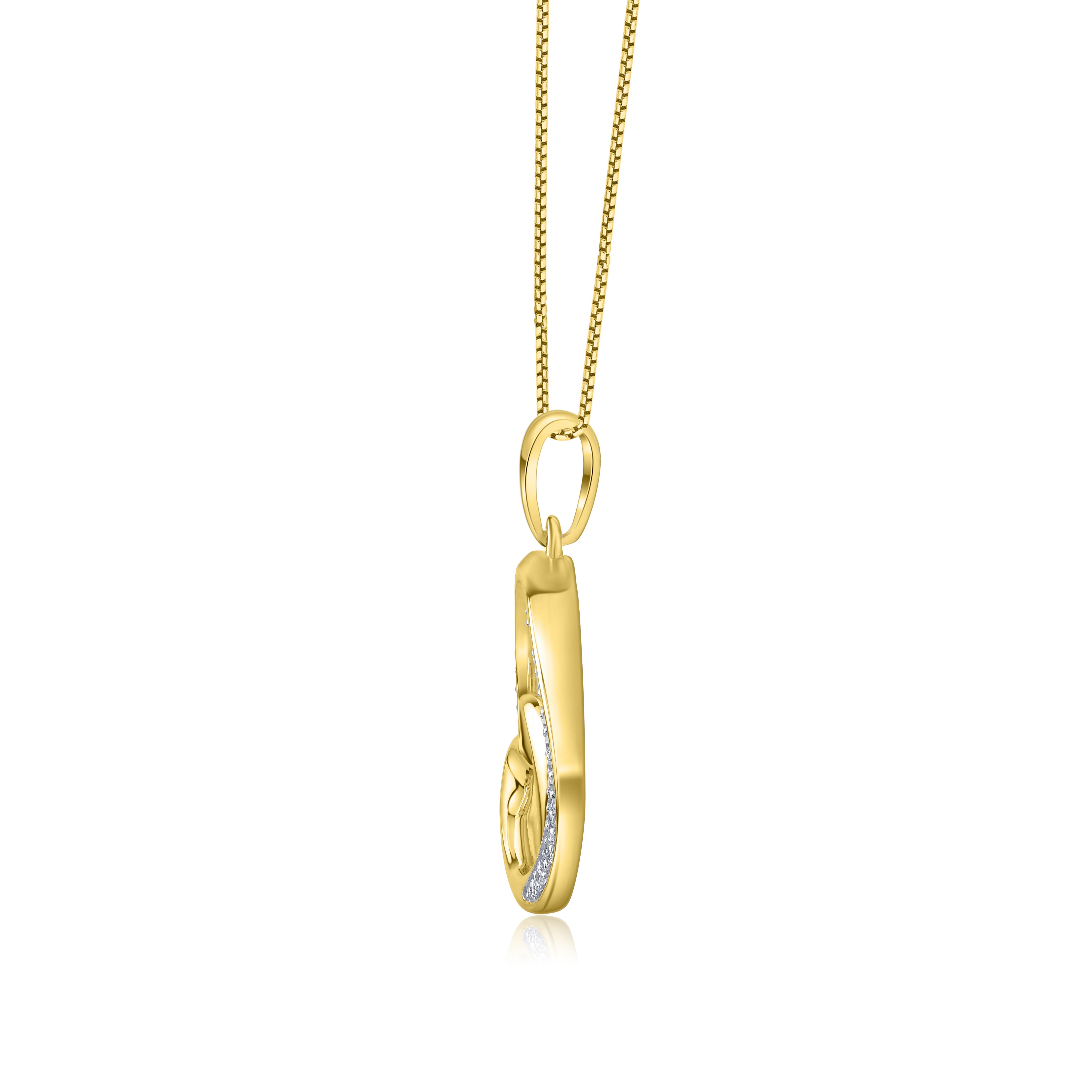 Contemporaneo TJD 0,10 carati di diamante naturale in oro giallo 14KT Collana con ciondolo a forma di cuore e cerchio in vendita