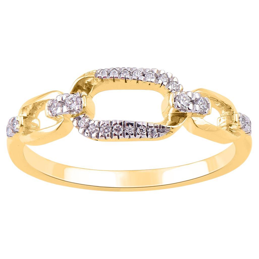 TJD 0.10 Carat Natural Diamond Yellow Gold Paper Clip Diamond Ring