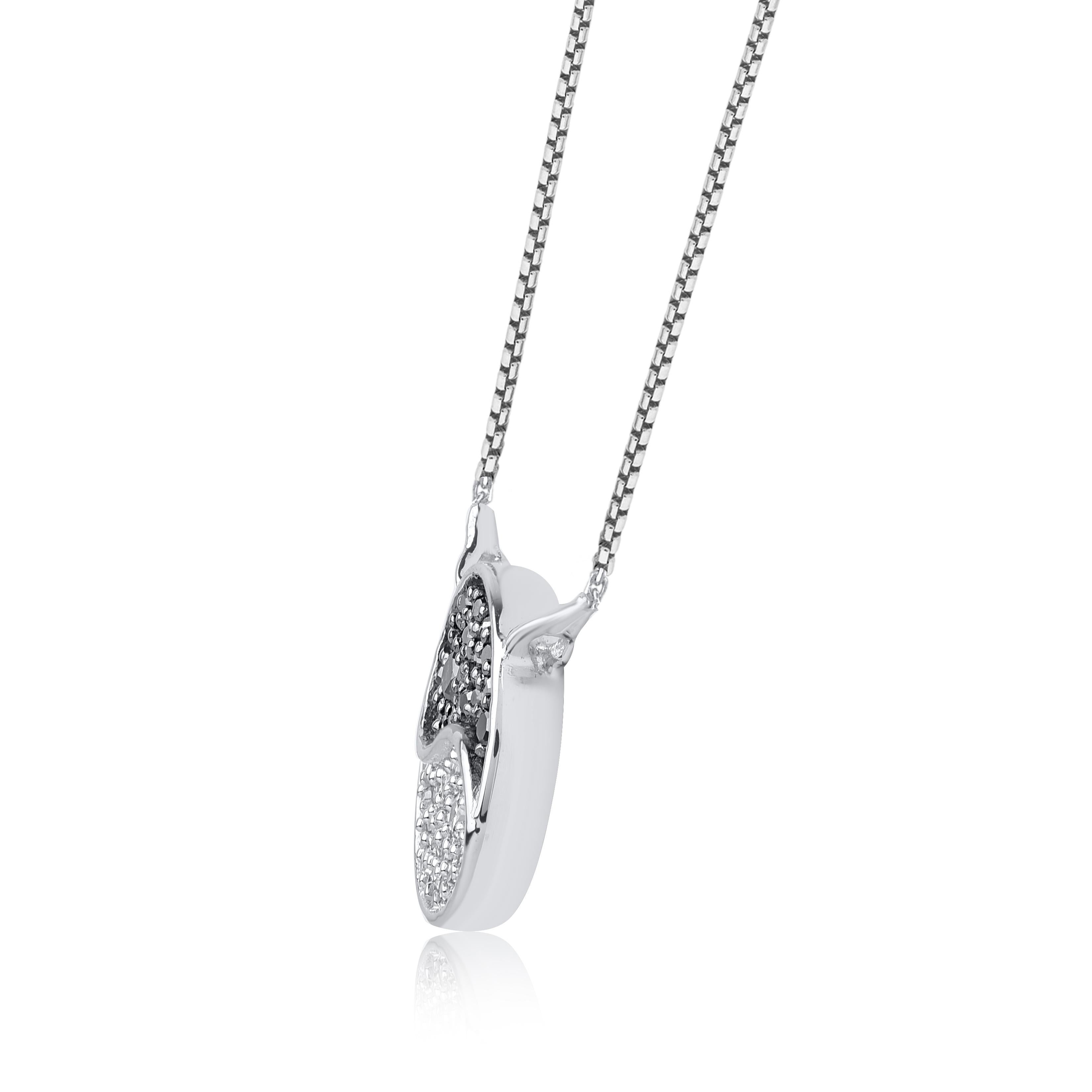 Contemporary TJD 0.10 Carat Natural Diamond Yin-Yang Pendant Necklace in 14 Karat White Gold For Sale