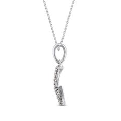 TJD 0.10 Carat Natural Round Diamond 14 Karat White Gold Crescent Moon Pendant
