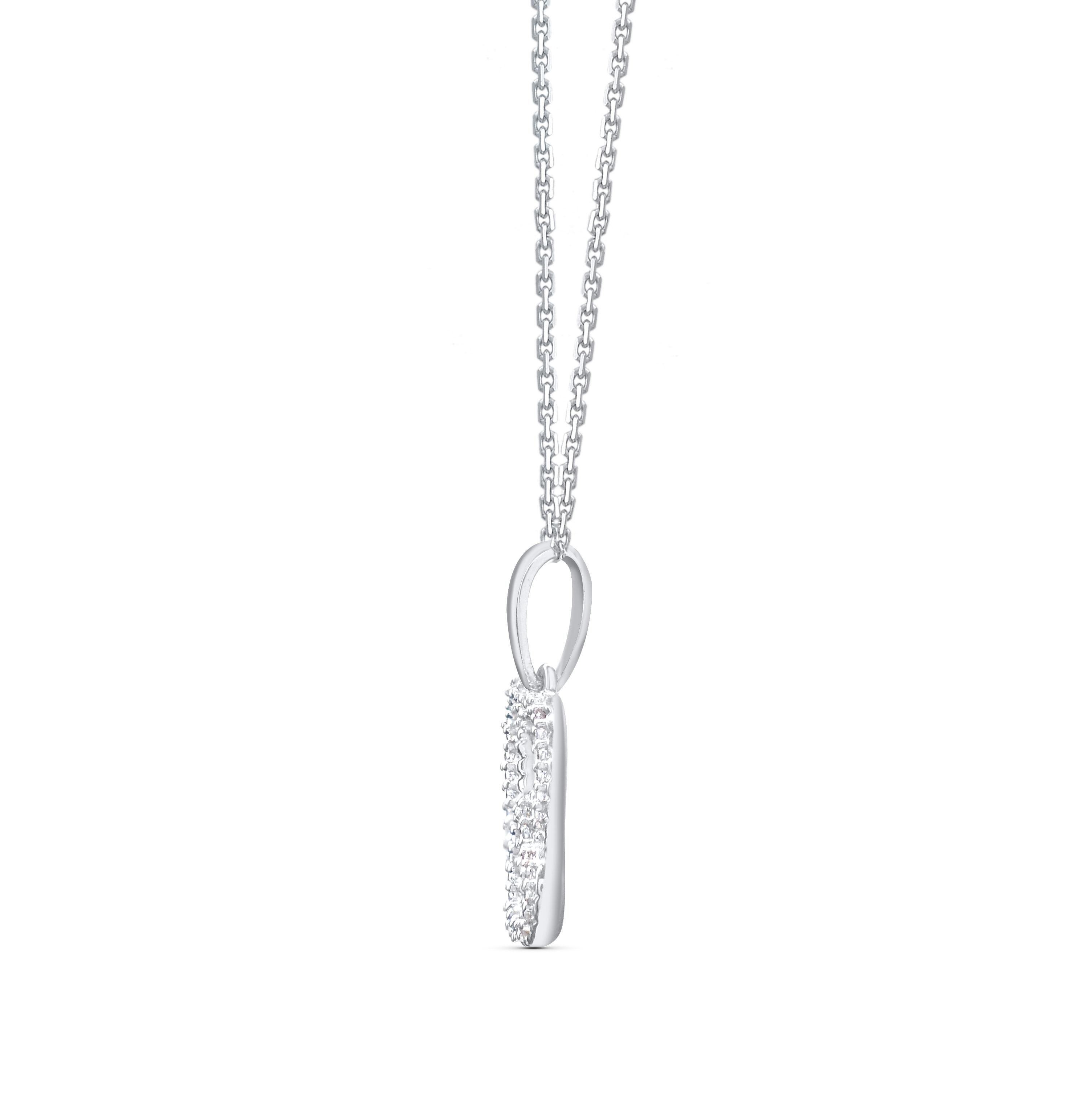 Romantique Pendentif double cœur en or blanc 14 carats avec diamants ronds naturels de 0,10 carat TJD en vente