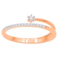 TJD Anillo de compromiso de oro rosa de 14 quilates con diamante redondo natural de 0,10 quilates