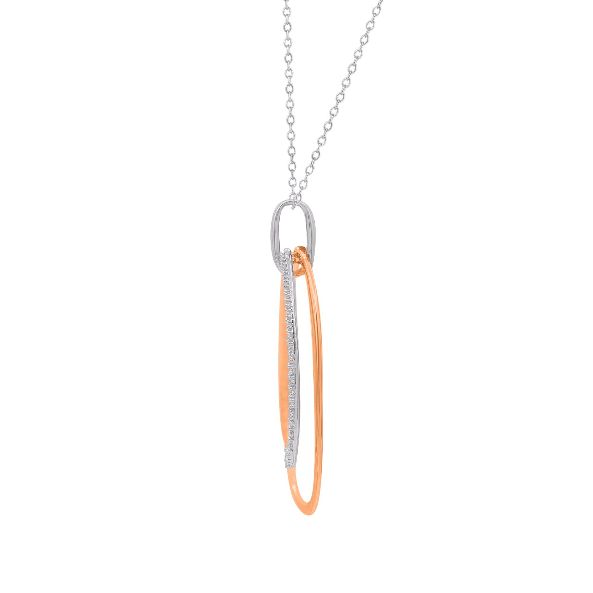 Contemporary TJD 0.10 Carat Natural Round Diamond 14KT Two Tone Fashion Pendant Necklace For Sale