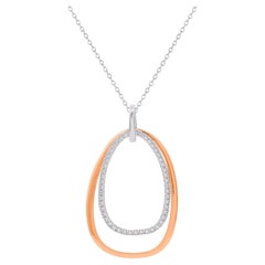 TJD 0.10 Carat Natural Round Diamond 14KT Two Tone Fashion Pendant Necklace