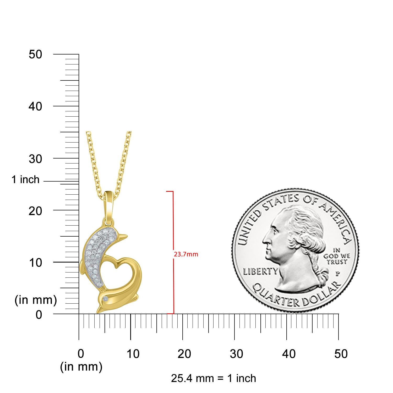 Pendentif dauphin Yin Yang en or jaune 14 carats avec diamants ronds naturels de 0,10 carat TJD Neuf - En vente à New York, NY