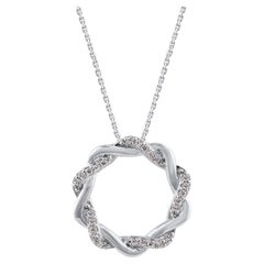 TJD 0,10 Karat natürlicher runder Diamant-Anhänger mit offenem Kreis in 14KT Weißgold