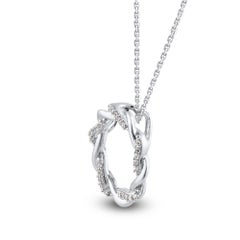 TJD 0.10 Carat Natural Round Diamond Open Circle Pendant in 18KT White Gold