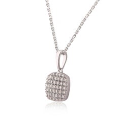 TJD 0,10 Karat natürlicher weißer Diamant 14 Karat Weißgold Kissenanhänger in Kissenform mit Diamantenschliff