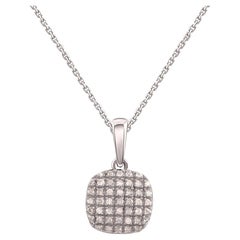 TJD 0.10 Carat Natural White Diamond 14 Karat White Gold Cushion Shape Pendant TJD 0.10 Carat Natural White Diamond 14 Karat White Gold Cushion Shape Pendant