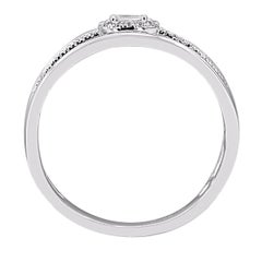 TJD 0,10 Karat runder & Baguetteschliff Diamant Weißgold geteilter Schaft Mode-Ring
