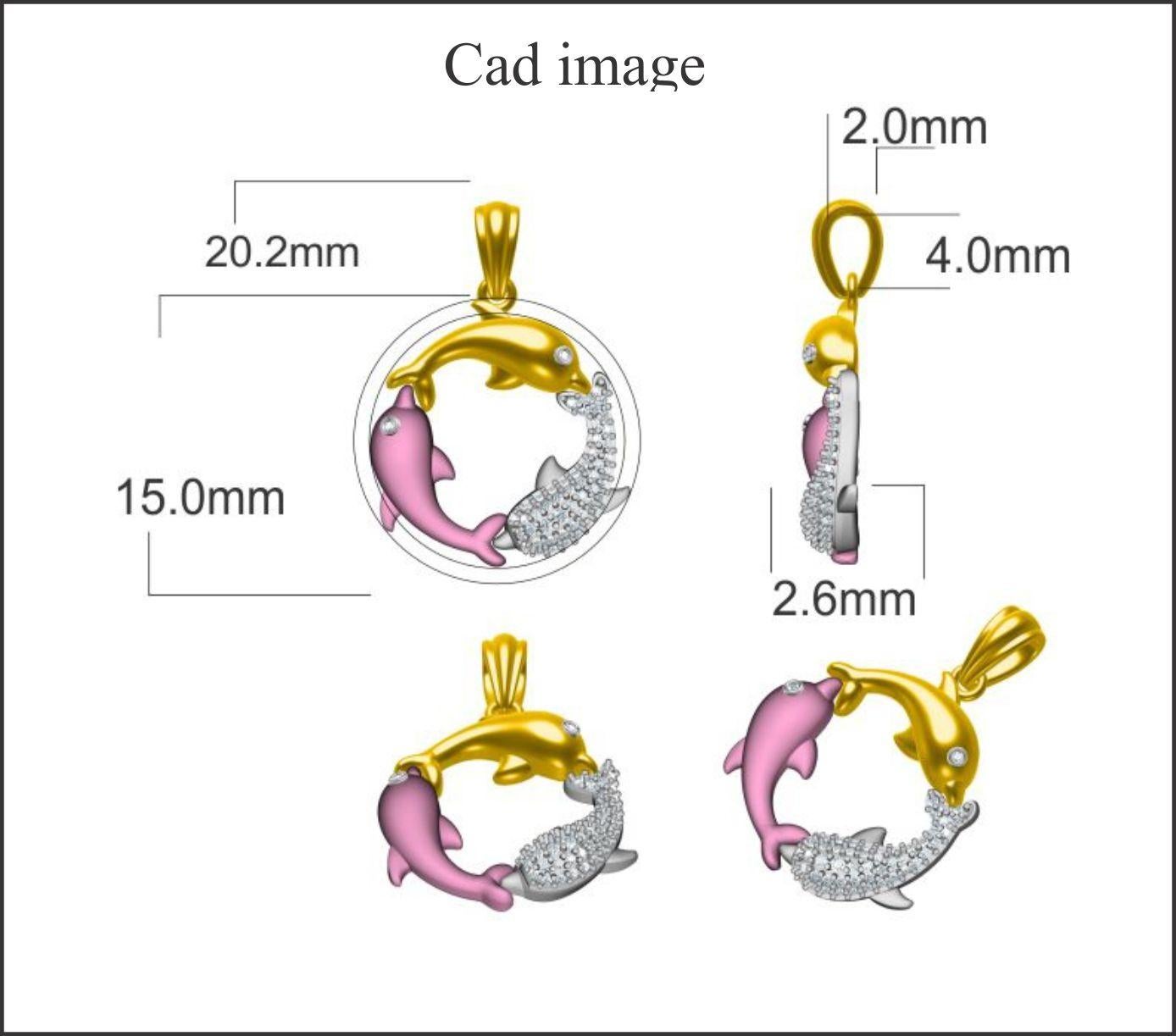 Così giocoso e scintillante, questo ciondolo a forma di delfino è un look che lei amerà indossare. Il peso totale del diamante è di 0,10 carati e brilla con un colore H. H. e una purezza I2. Brilla con 53 diamanti rotondi incastonati in pave e