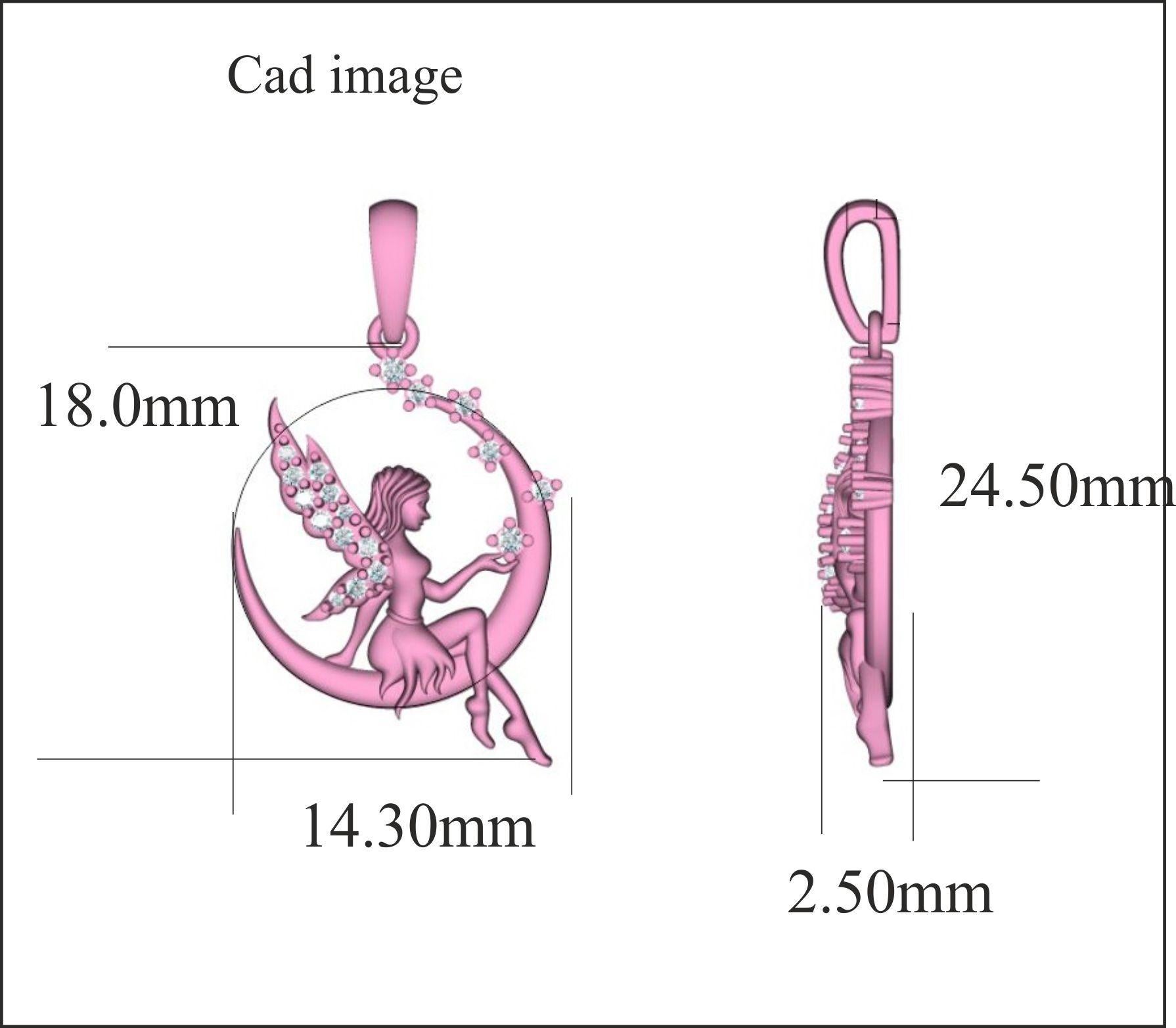 Sarà tutta sorridente quando le regalerai questo ciondolo a forma di angelo con mezzaluna di diamanti. Accentuato da 18 diamanti rotondi con incastonatura a griffe e realizzato dai nostri abili artigiani in oro 14 carati bicolore. Il peso totale del