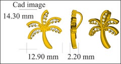 TJD 0.10 Carat Round Diamond 14 Karat White Gold Designer Palm Tree Pendant