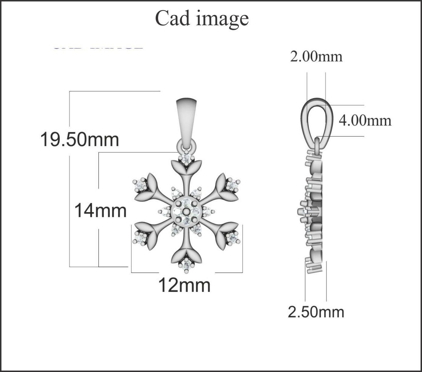 Ce pendentif flocon de neige en diamant ajoute un charme supplémentaire à votre look quotidien, quelle que soit la saison. Ce modèle étincelant est fabriqué en or blanc 14 carats et serti de 16 diamants ronds en serti clos, de couleur H-I et de
