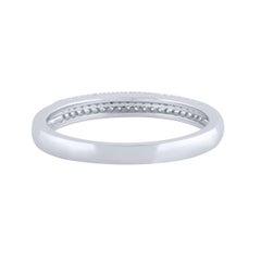 TJD 0.10 Carat Round Diamond Half Eternity Wedding Band 14K White Gold