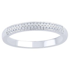 TJD 0.10 Carat Round Diamond 14 Karat White Gold Half Eternity Wedding Band Ring