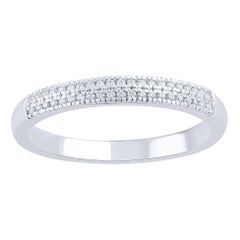 TJD 0.10 Carat Round Diamond 14 Karat White Gold Half Eternity Wedding Band Ring