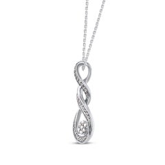 TJD 0,10 carati di diamante rotondo in oro bianco 14 carati Collana con ciondolo Infinity Twist
