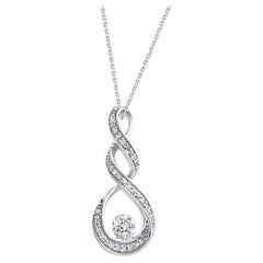 TJD Collier pendentif Infinity Twist en or blanc 14 carats avec diamants ronds de 0,10 carat