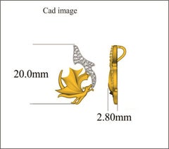 Pendentif à la mode dragon flamboyant en or jaune 14 carats avec diamants ronds de 0,10 carat TJD