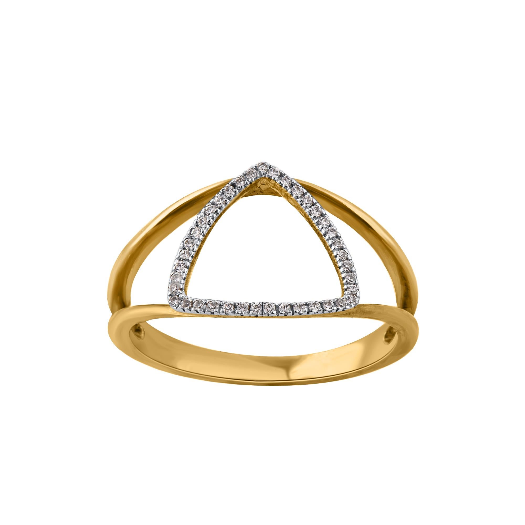 Truly exquisite, this diamond Trillian ring is sure to be admired for the inherent classic beauty and elegance within its design. These ring is crafted in 14KT yellow gold, and studded with 39 single cut natural diamonds in prong setting. The total