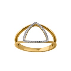 TJD 0.10 Carat Round Diamond 14 Karat Yellow Gold Trillian Cut Split Shank Ring