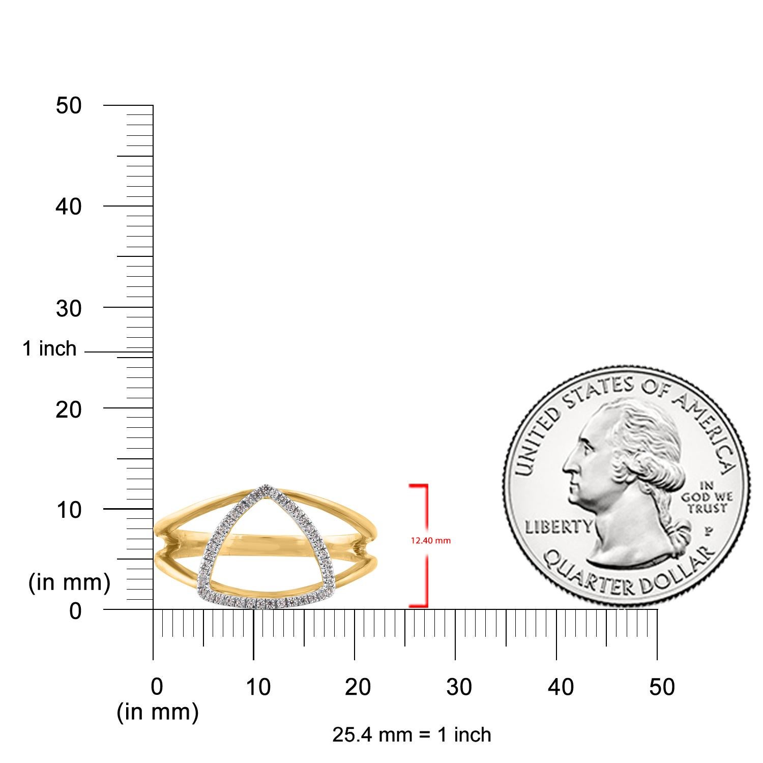 Single Cut TJD 0.10 Carat Round Diamond 14 Karat Yellow Gold Trillian Cut Split Shank Ring For Sale