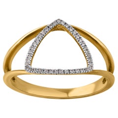 TJD 0.10 Carat Round Diamond 14 Karat Yellow Gold Trillian Cut Split Shank Ring