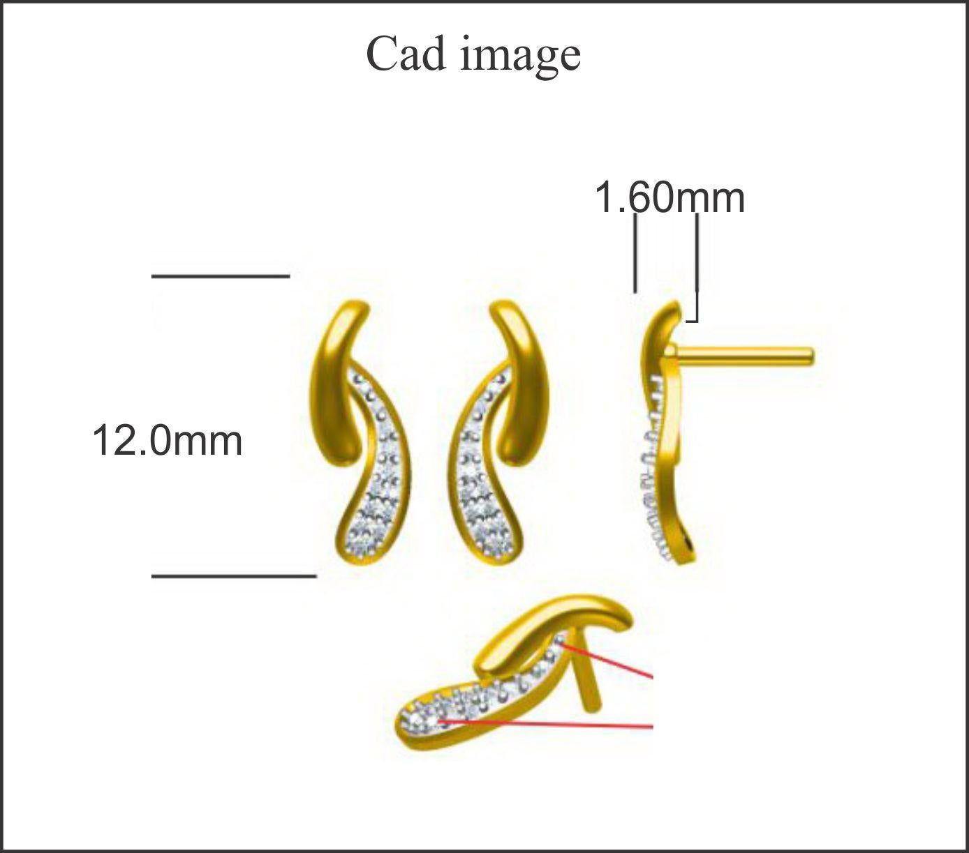 Moderno TJD 0,10 carati di diamante rotondo in oro giallo 14K Designer Orecchini Boomerang in vendita