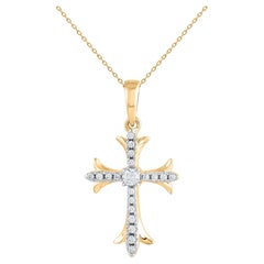TJD 0.10 Carat Round Natural Diamond 14KT Two Tone Gold Cross Pendant Necklace TJD 0.10 Carat Round Natural Diamond 14KT Two Tone Gold Cross Pendant Necklace