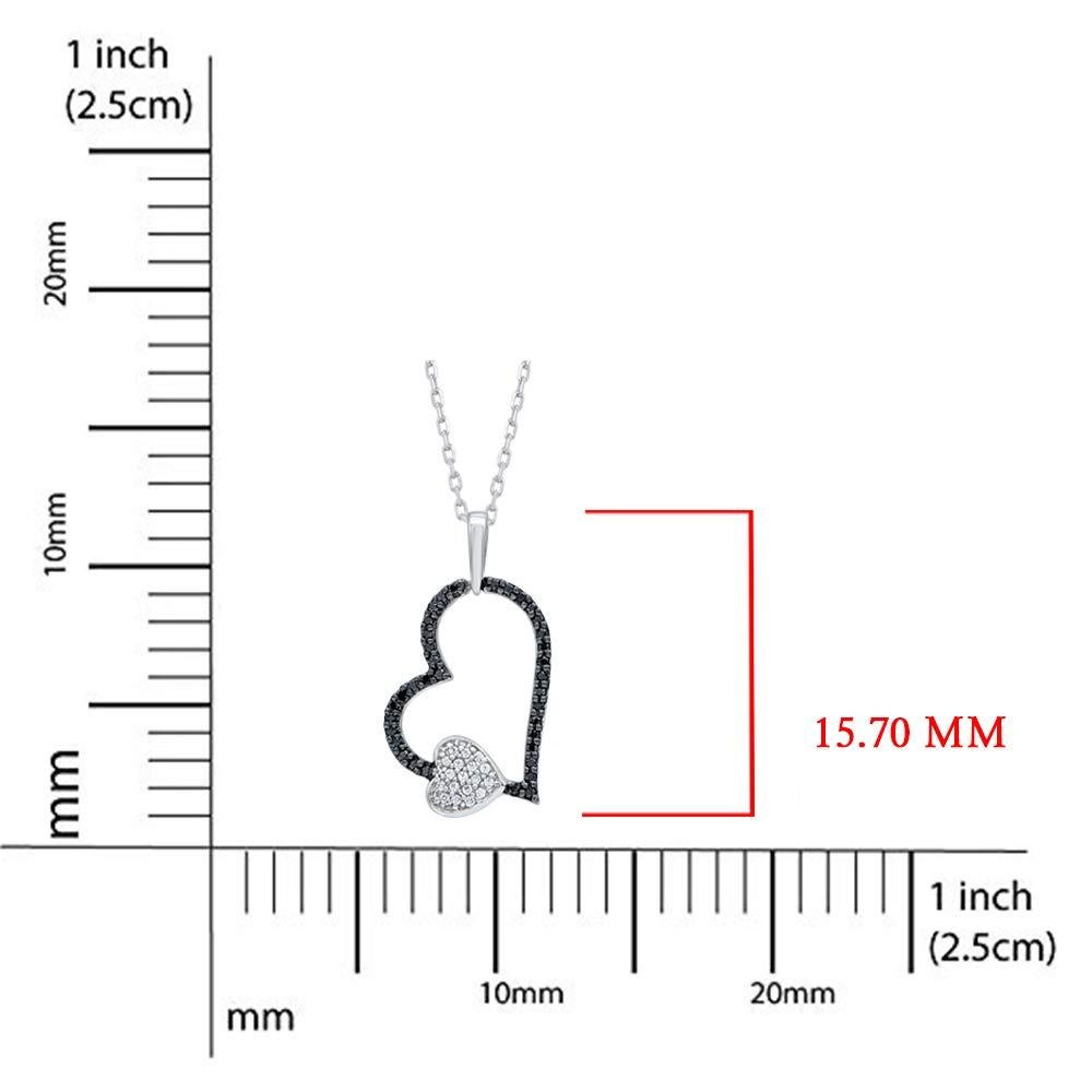 TJD Collana con cuore in oro bianco 14KT da 0,10 carati con diamante bianco e nero trattato In condizioni Nuovo in vendita a New York, NY