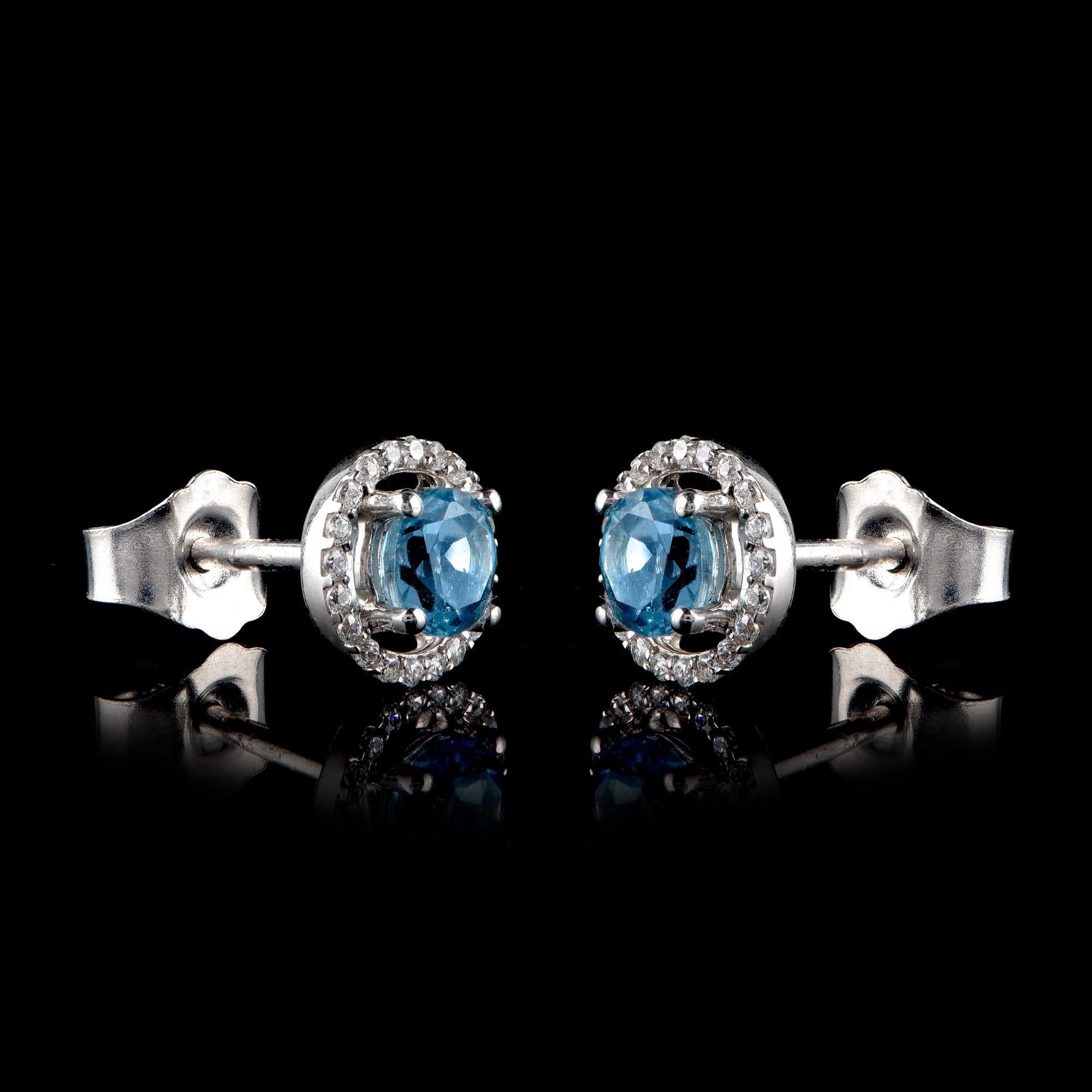 This classic design of diamonds studs features 26 brilliant-cut diamonds elegantly set in prong and micro-prong setting and designed in 18 KT White Gold. Diamonds are graded H- Color, I1 Clarity. 

Metal color can be customized on request. 

This