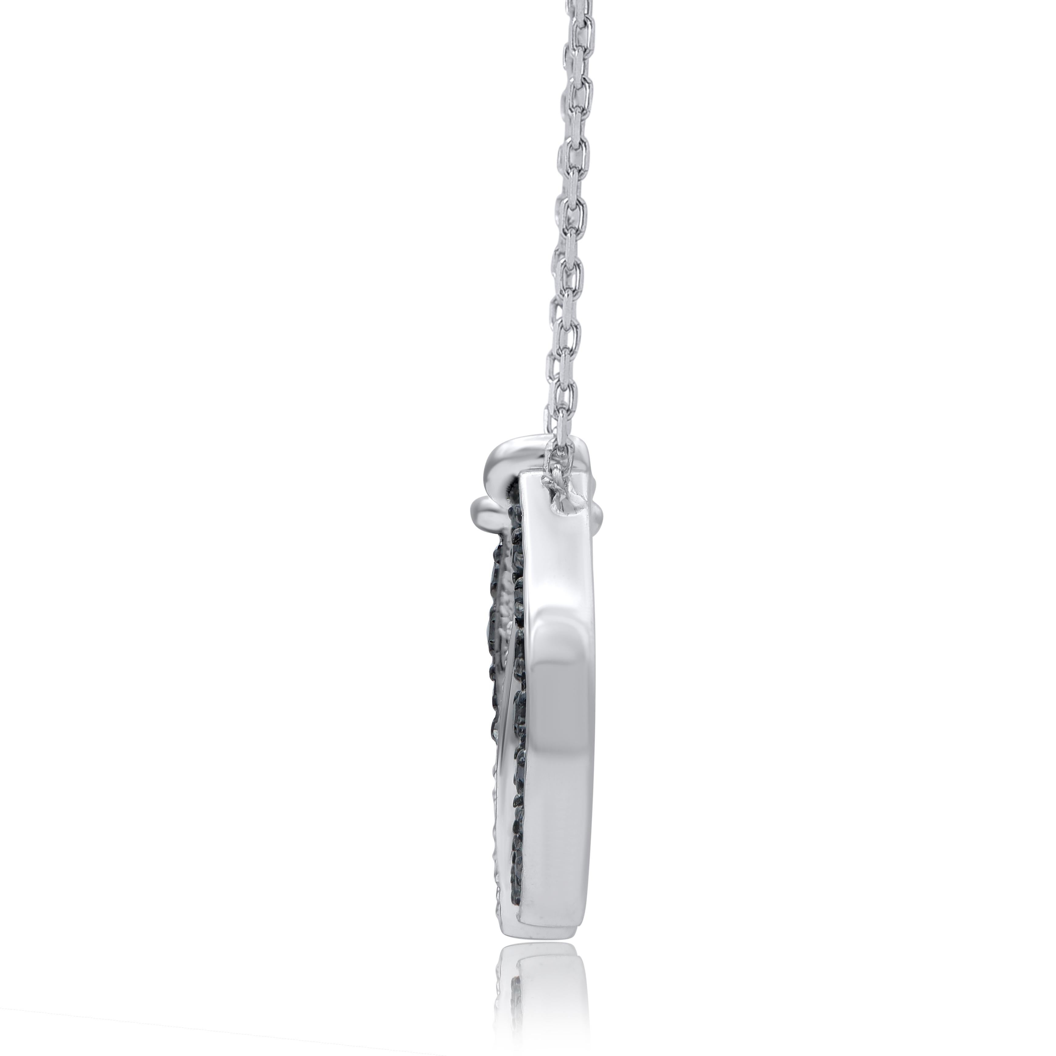 Modern TJD 0.10 Natural Round Cut Diamond 14KT White Gold Horseshoe Pendant Necklace For Sale
