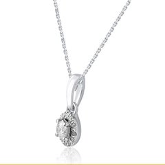TJD 0,11 Karat natürlicher weißer Diamant 14 Karat Weißgold Halo-Cluster-Anhänger